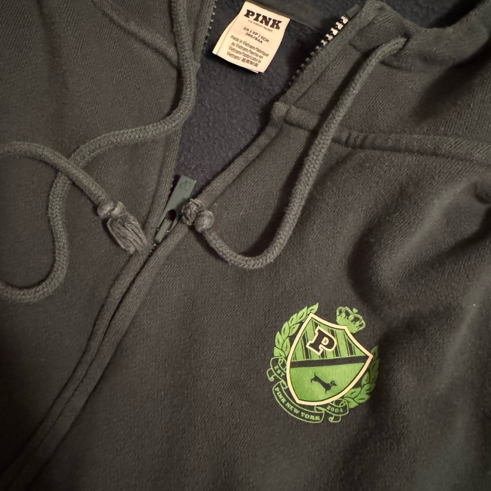 PINK Victoria's Secret Black Hoodie with Green Accents